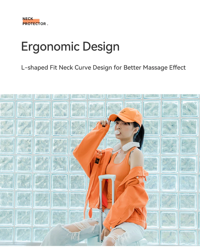 PGG Smart Neck Massager for Gifts 42 Degrees Hot Compress Ems Vibration Pulse 3 Pads Electric Heated Smart Neck Massage Device