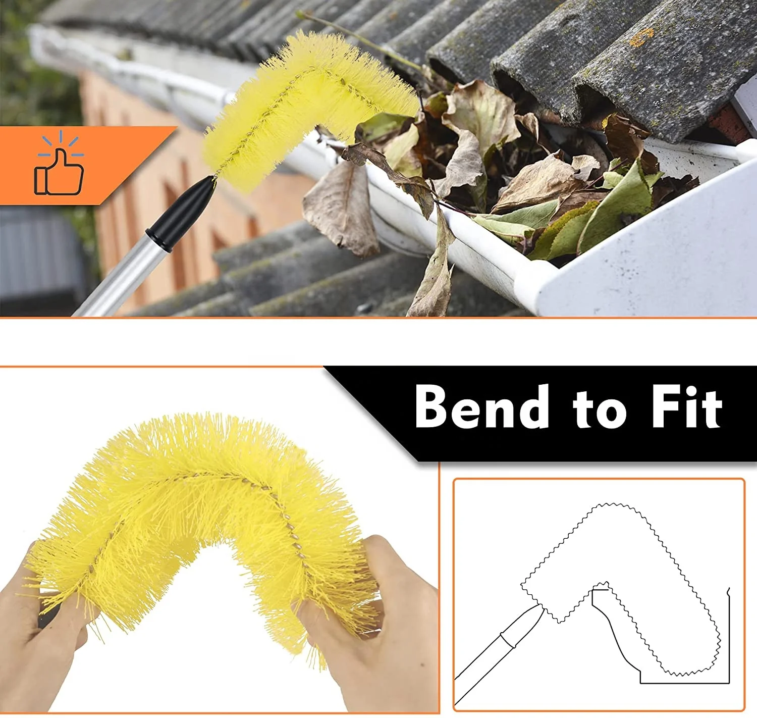 The New Telescopic Pole Easy Adjustable Cleaning Brush Gutter Guard cleaning Gutter