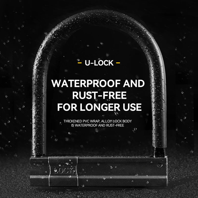 Xunting Bike U Lock Universal Anti-theft Heavy-Duty Safety Motorcycle Scooter Cycling U-Lock Bicycle Accessories with 2 Keys