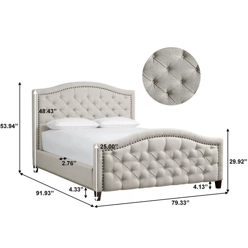 King Bed Queen Size Bunk Bed Modern Bedroom Sets Upholstered Bed Frame Full Size Fabric Furniture Fabric Platform Single Leather