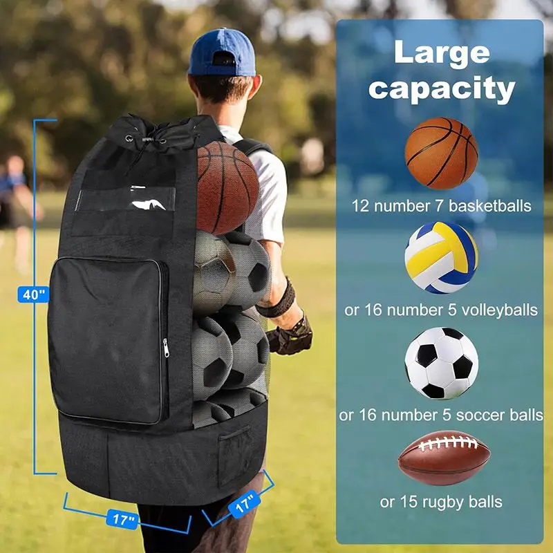 Over Size Soccer Mesh Equipment Ball Bag With Shoulder Strap 600D Oxford Mesh Sports Bag for Holding Soccer/Football/Volleyball