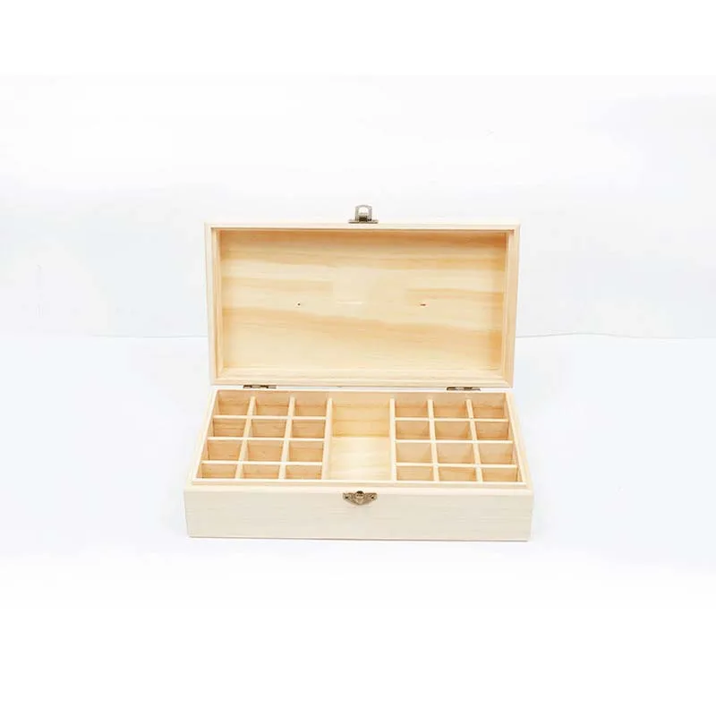 In Stock Handmade Solid Wooden Essential Oil Box 12 Grid Custom Wooden Box