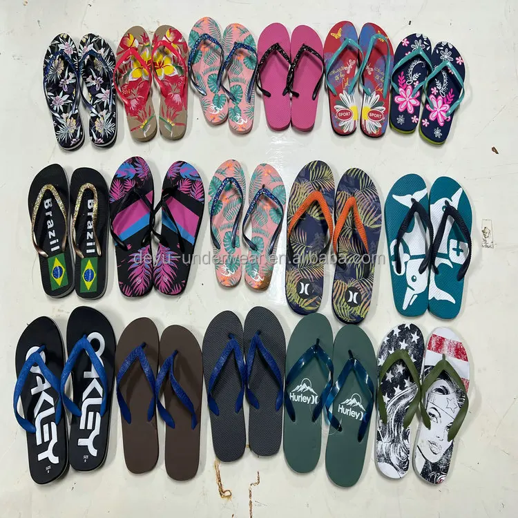 0.44 Dollar Model FLX024 Vietnam Wholesale Stock Ready Fancy Ladies Summer Beach Slippers With Many Prints