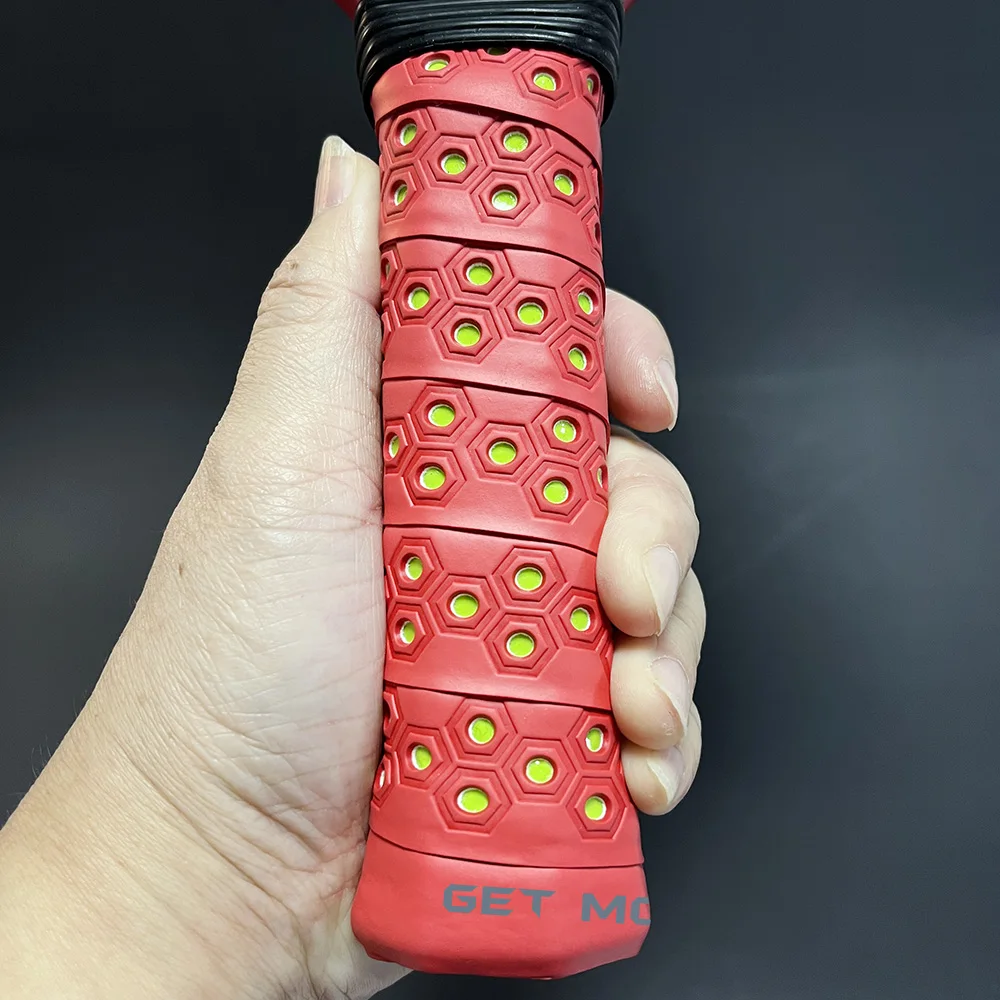 Get Moving Wholesale Top Quality Pu White Brown Green Color Fuse Breathable Perforation Paddle Grip Pickle Ball Paddle Grip Tape