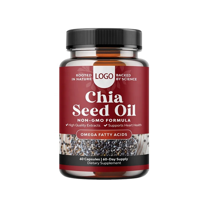 OEM ODM Private Label Heart Improve Chia Seed Oil Softgels Soft Gels Capsules 60 Capsules Chia Seed Oil Capsules