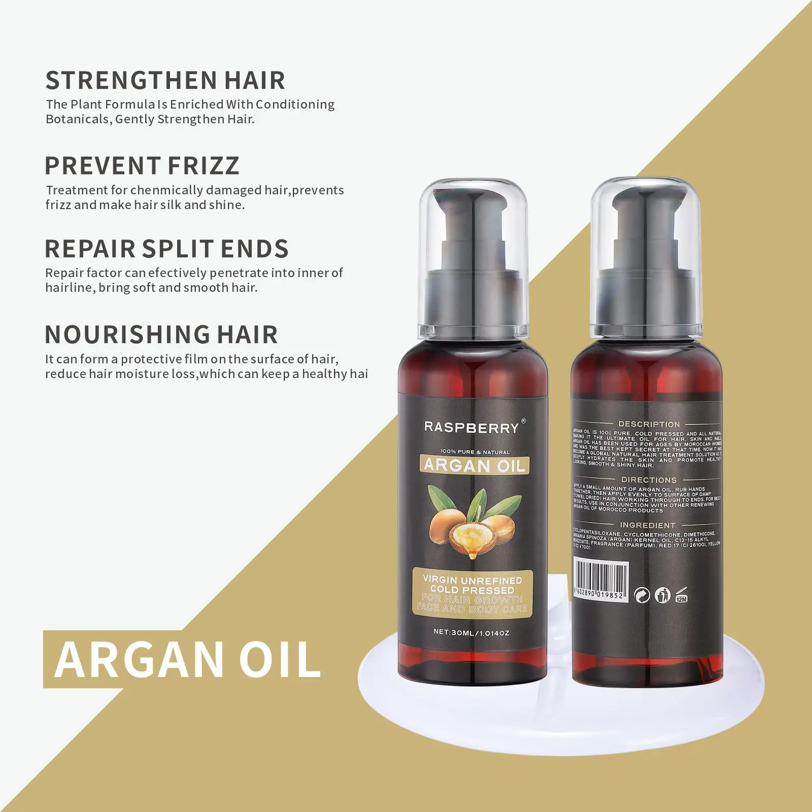 Hair Treatment Leave in Organic  Oil Strengthen 100% Pure for Hair  oil morocco and conditioner
