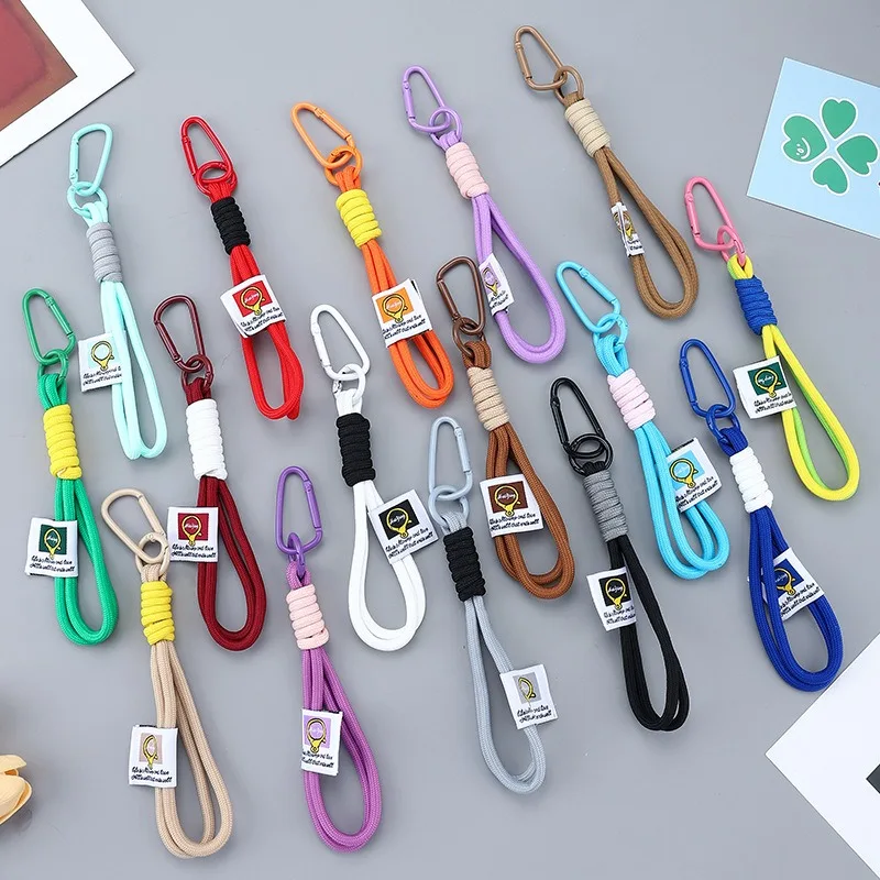 Sport Braided Wrist Straps Mobile Phone Lanyards Hanging Chain Ring Cord Hiking Buckle Couple Hand Rope Phone Hanging Accessory