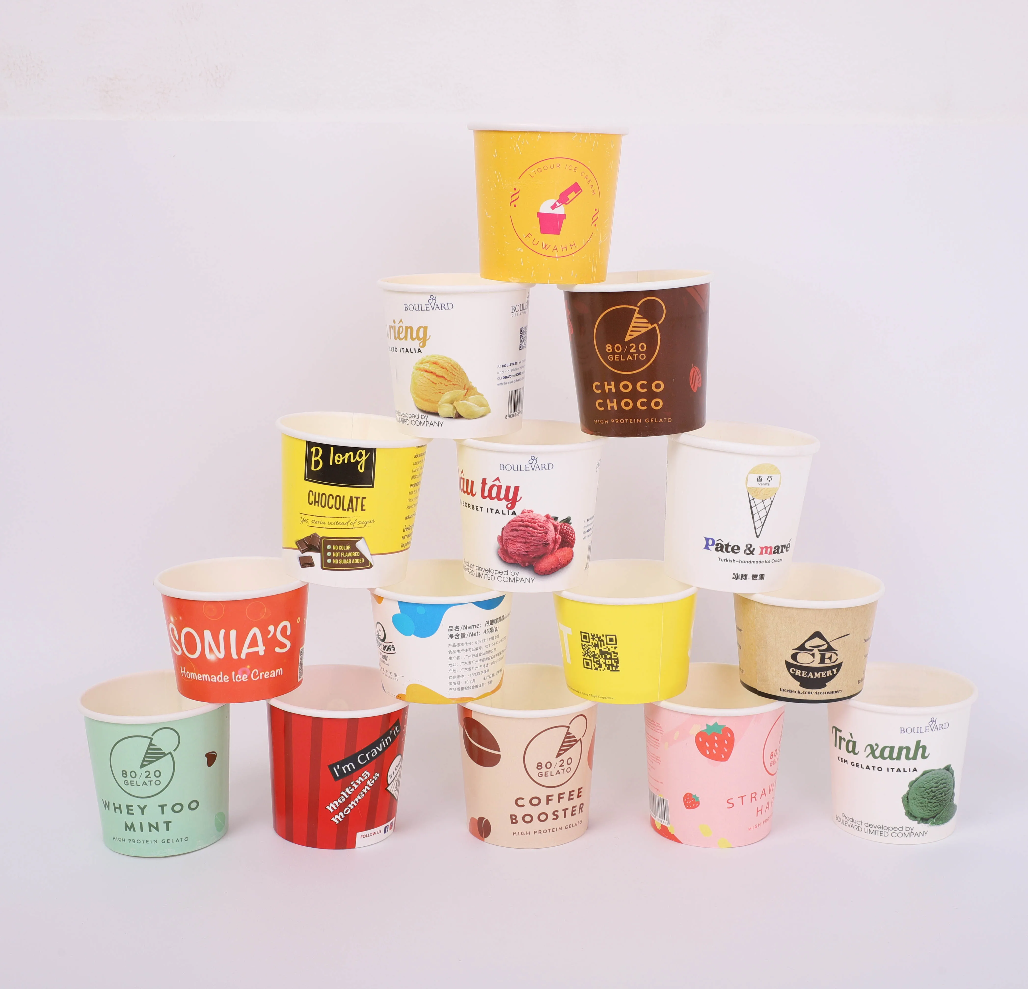 Disposable Ice Cream Container Tubes Paper Packaging Dessert Yogurt Ice Cream Cup With Lids
