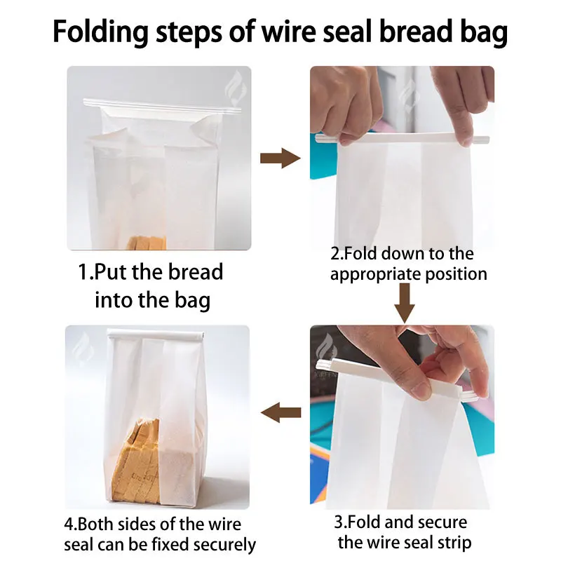 In Stock Cotton Paper Bread Flat Bottom Pouch With Transparent Window And Tin Tie Food Packaging Bag Flexible Packaging