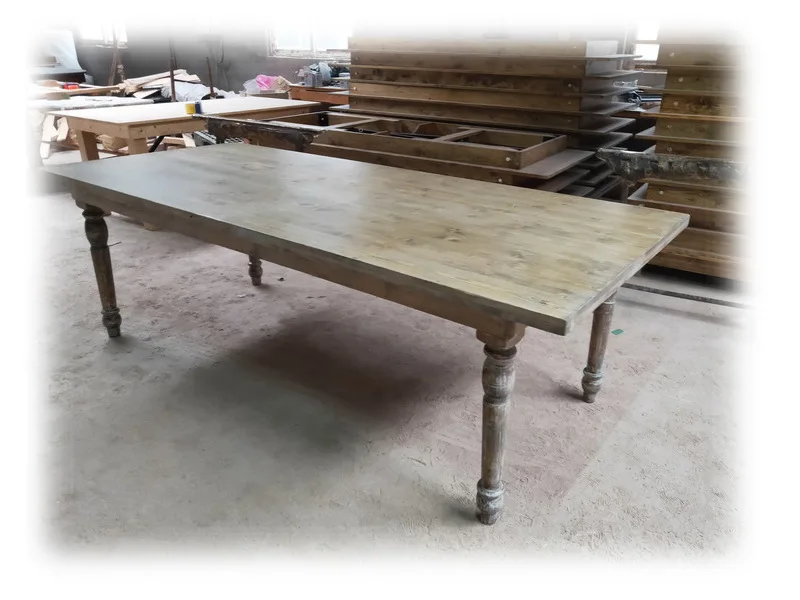 Modern minimalist light luxury large rectangular dining table outdoor banquet recycled pine solid wood thick large plate table