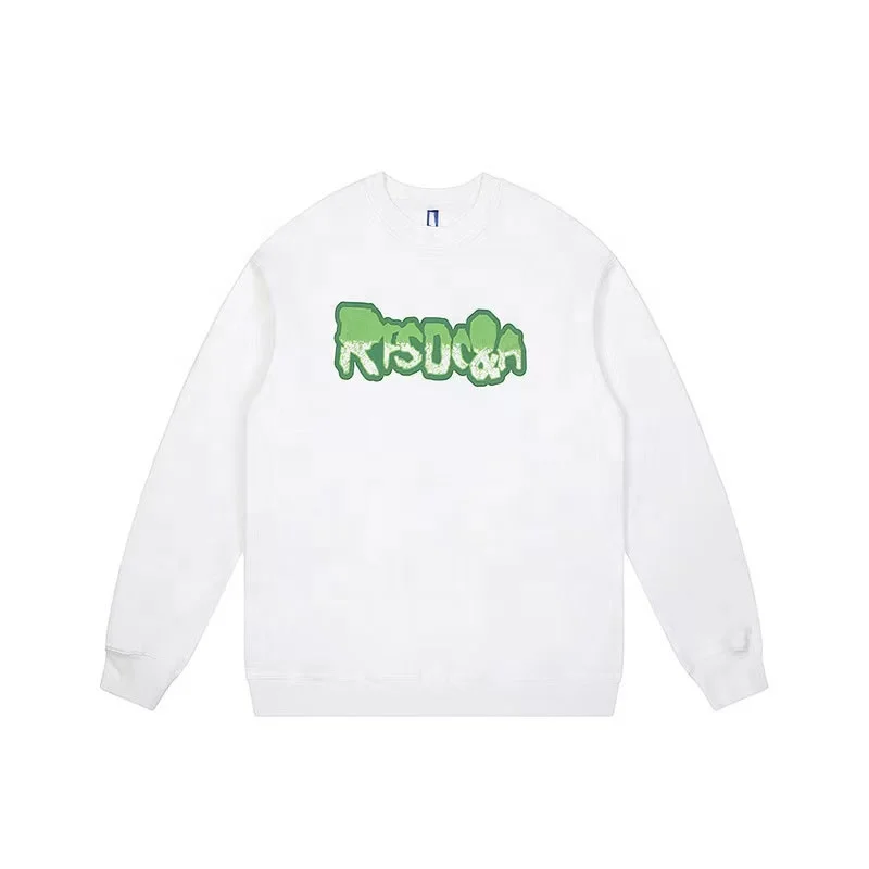 Wholesale custom brand hoodies in all colors weave street style sweatshirts printed round neck jumpers for men