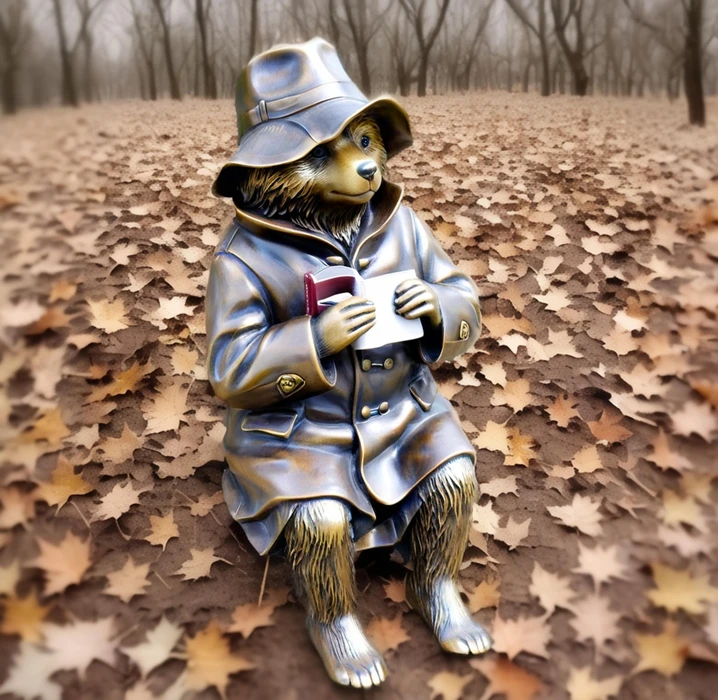 Custom Cast Copper Sculpture Private Realistic Bronze Paddington Bear Statue Realistic Humanoid Statue