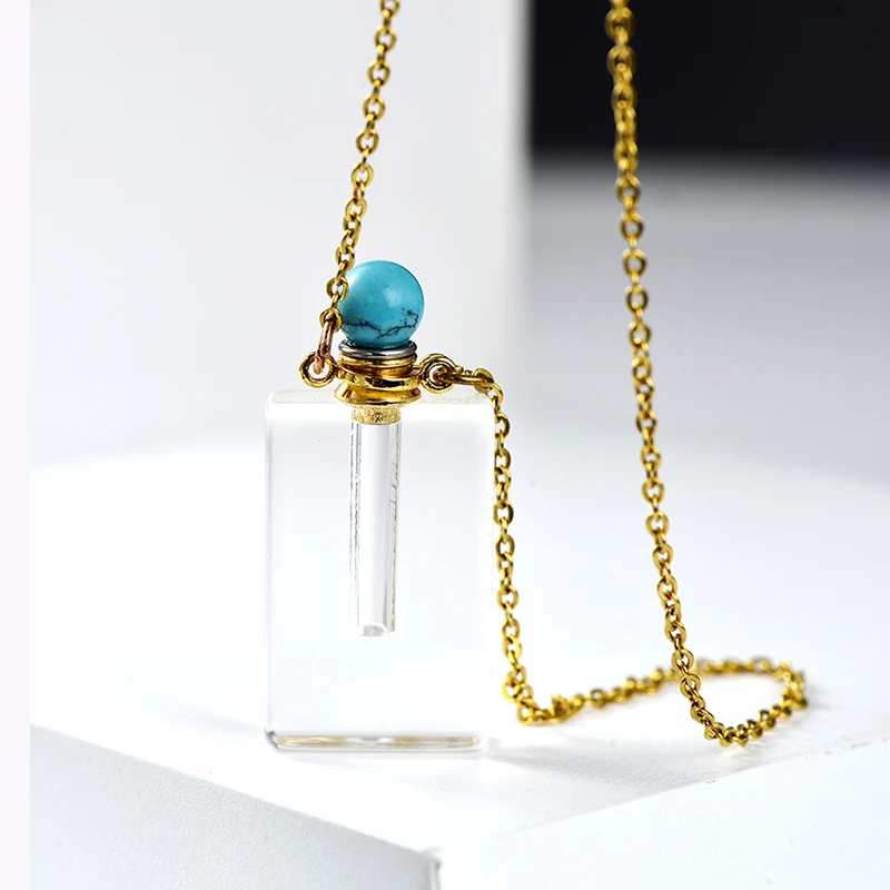 
Crystal Essential Oil Diffuser Perfume Bottle Pendant necklace stainless steel jewelry Dropshipping 