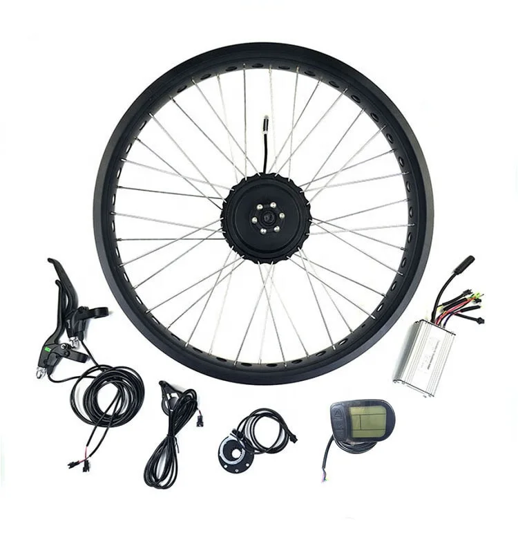 26inch  48v 750w Fat Rim  Electric Bike Conversion Kit Rear Wheel Motor with LCD5 Display for Snow Bike