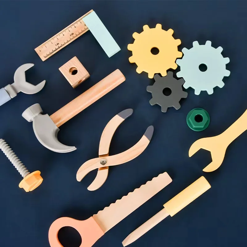 New Big Wooden Tool Table Pretend Play Boys And Girls Educational Beat Turn The Screw Toy