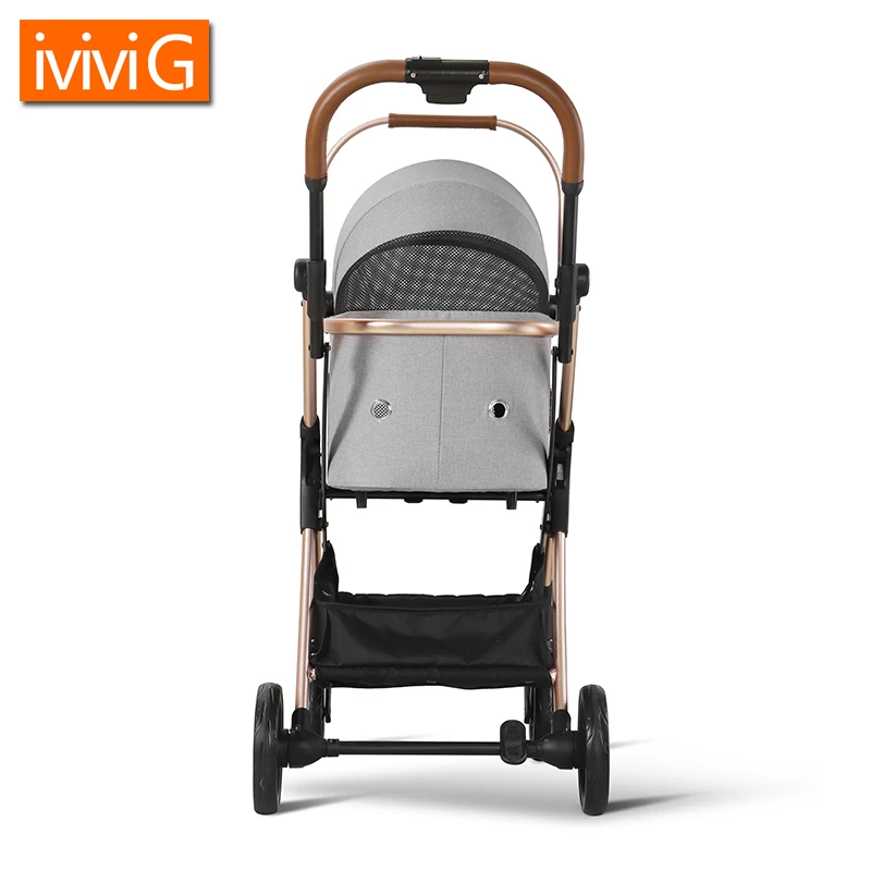 Factory Luxury Aviation Aluminum Frame Folding Pet Stroller With Shock Absorption System Outdoor Travel Dog Cat Trolley 268