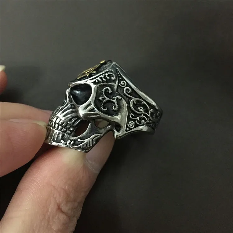 Wholesale Freemasonry Skull Ring Punk Ring Domatic Personality of Men Ring Zinc Alloy Opp Bag Stainless Steel Skeleton 2-7 Days