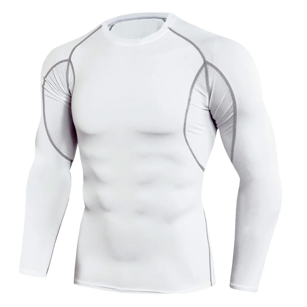Training Bodybuilding Sport 2 Piece Pants Compression Pants Long-Sleeve T-Shirt Compression Short Tights Men Set