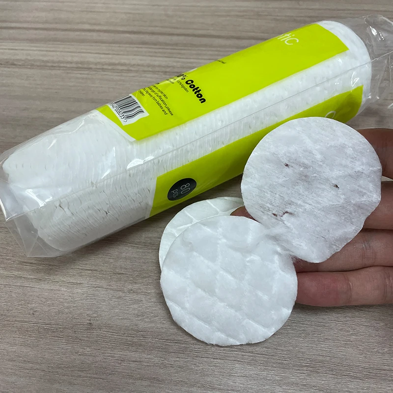 Hot Selling Round 80/100/120 Pieces Embossing Cotton Pads Facial Disposable Makeup Remover Pads Pure Cotton