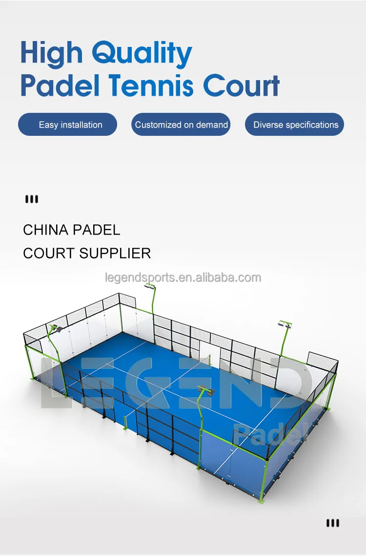 2024 Cheap padel court manufacturer padel tennis court for sale Paddle Panoramic padel court