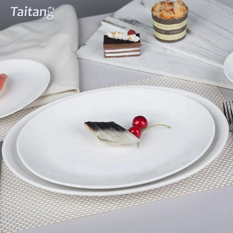 White Ceramic Fish Plates Restaurant Oval Plate Ceramic