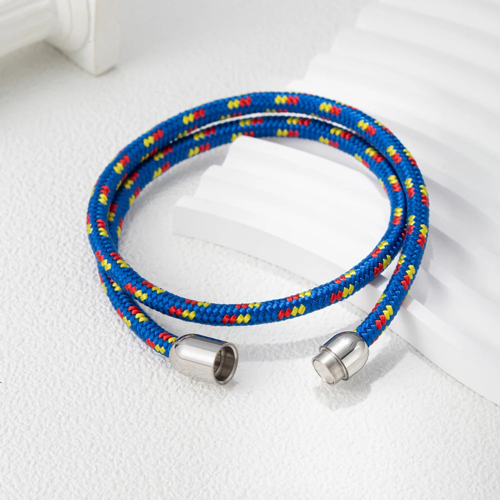 Minimalist Rope Bracelet Unisex Braided Paracord Nautical Double Wrap Bracelet With Strong Magnetic Clasp