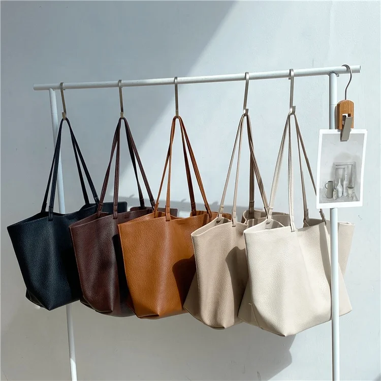 2024 women hand bags fashion luxury purse handbags shoulder shopping Simple pure color ladies tote bag Set