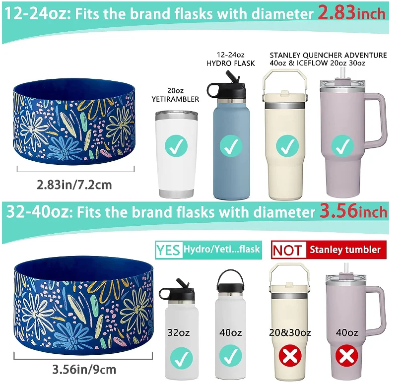 2023 Latest Anti-Slip Water Bottle Boot Silicone Boot, Tumbler Cup Boot Silicone Sleeve for Water Bottle,for Kinds Cups