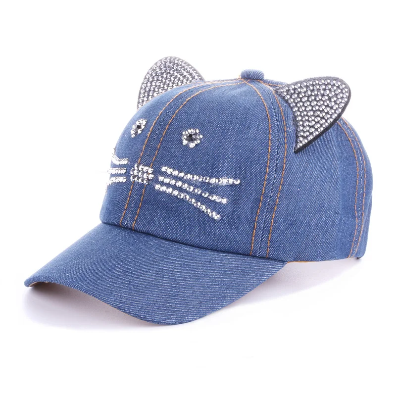 Cartoon Face 5 Panel Children Baseball Cap Korean Cat Ears Baby Hat Spring Summer Baby Boy Girl Adjustable Embroidery Hat