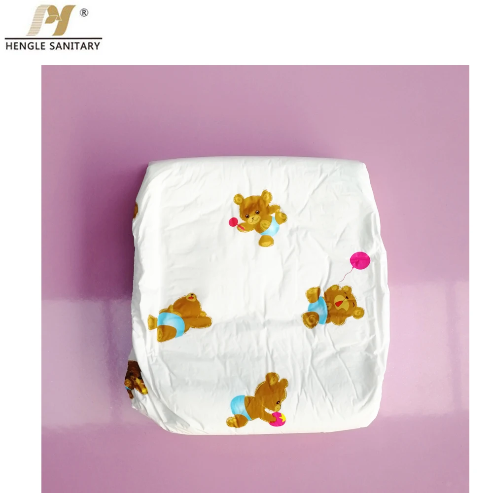Wholesale customized disposable elderly incontinence diapers cartoon printed super thick adult diapers