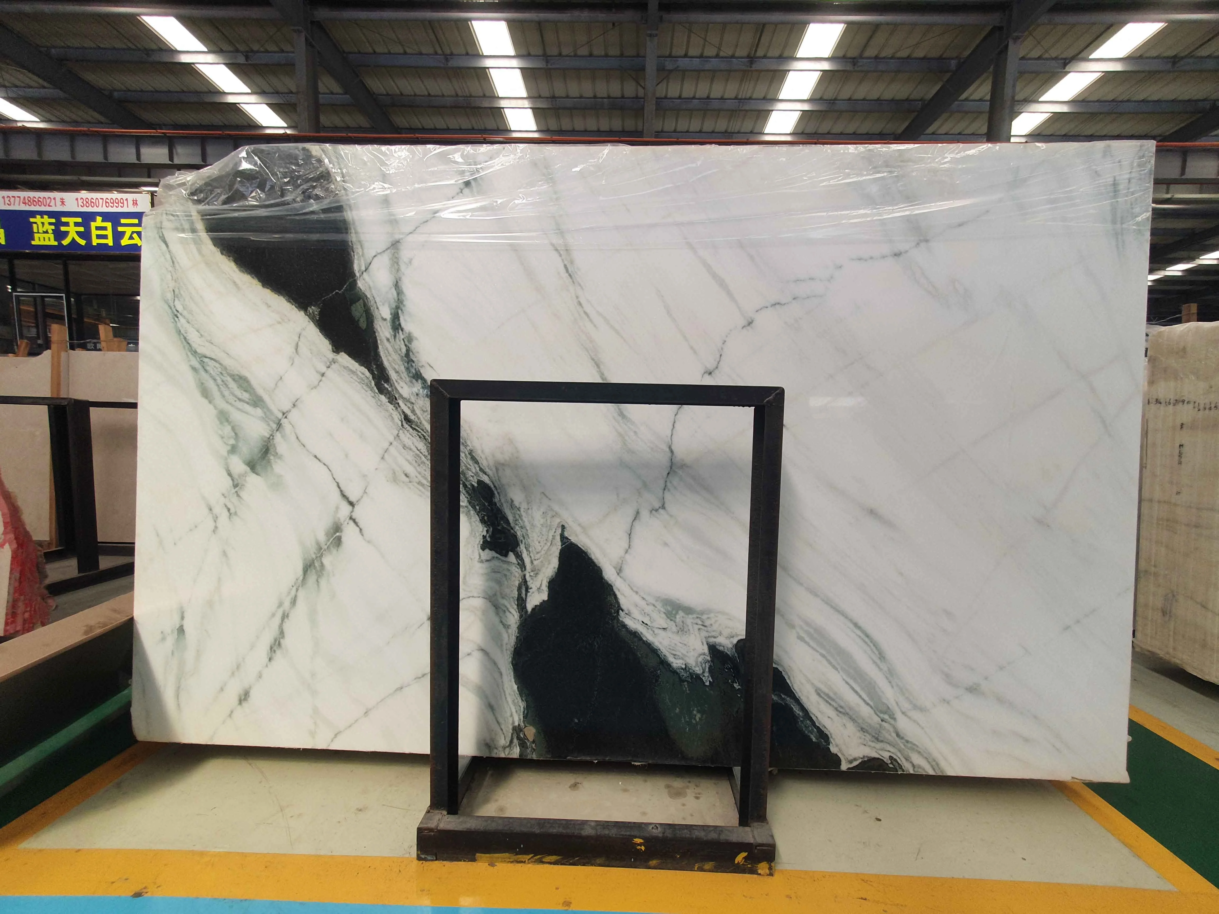 BOTON STONE Wholesale Modern Design kitchen Table Top White Floors Stairs Slab Panda Marble Tile