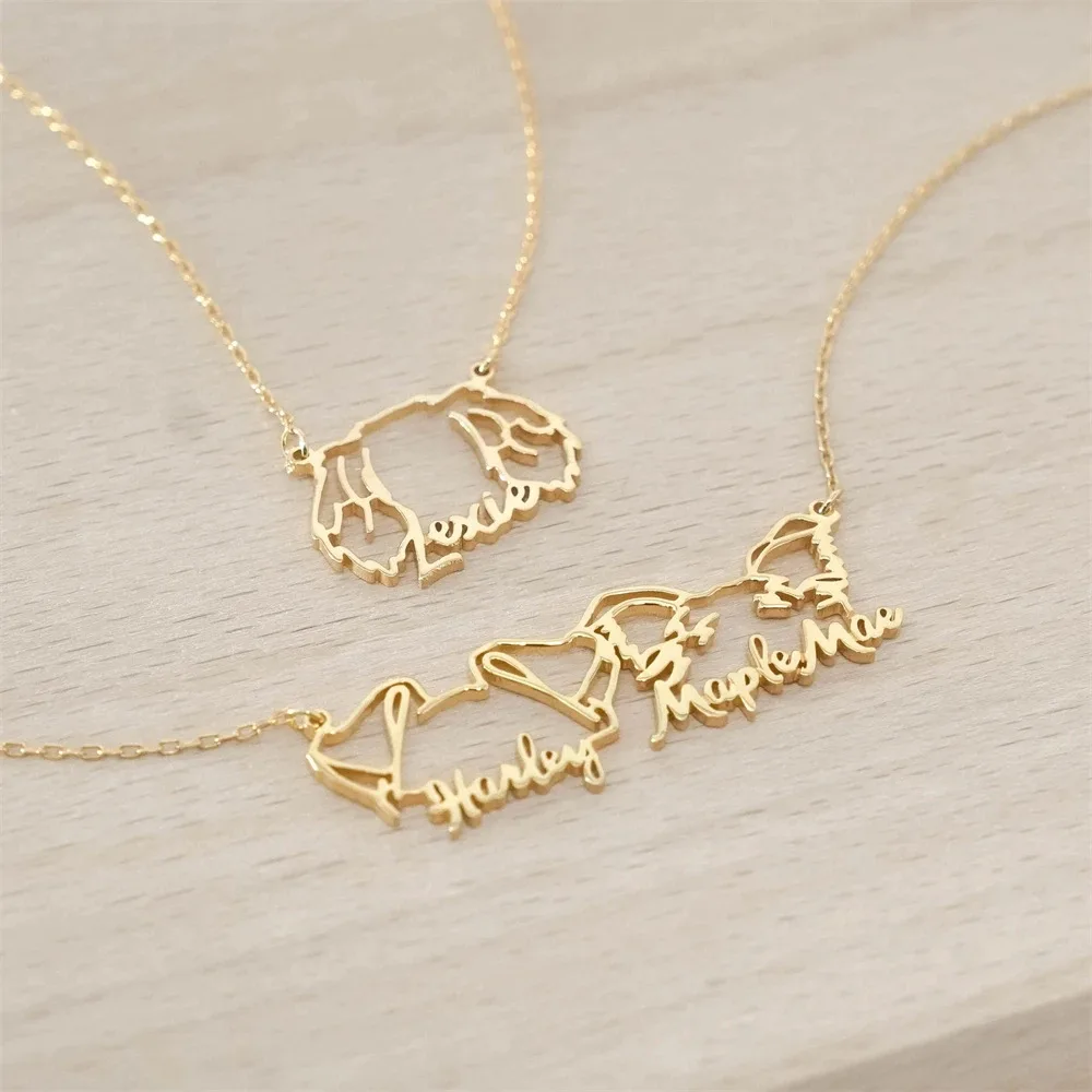 Stainless Steel Necklace Women Jewelry Gift Pet Dog Ear Name Necklace