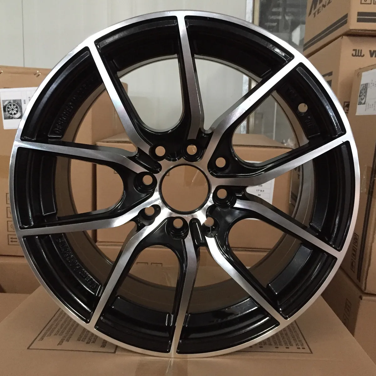 550 Popular customized aluminum 8X114.3 15 inch black multi spoke alloy car wheels