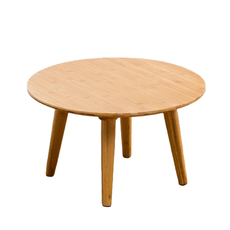 
Round Coffee Tea Table Bamboo Wood 4 Legged Small Household Leisure Dia 60cm Living Room Furniture Modern Rectangle Customizable 