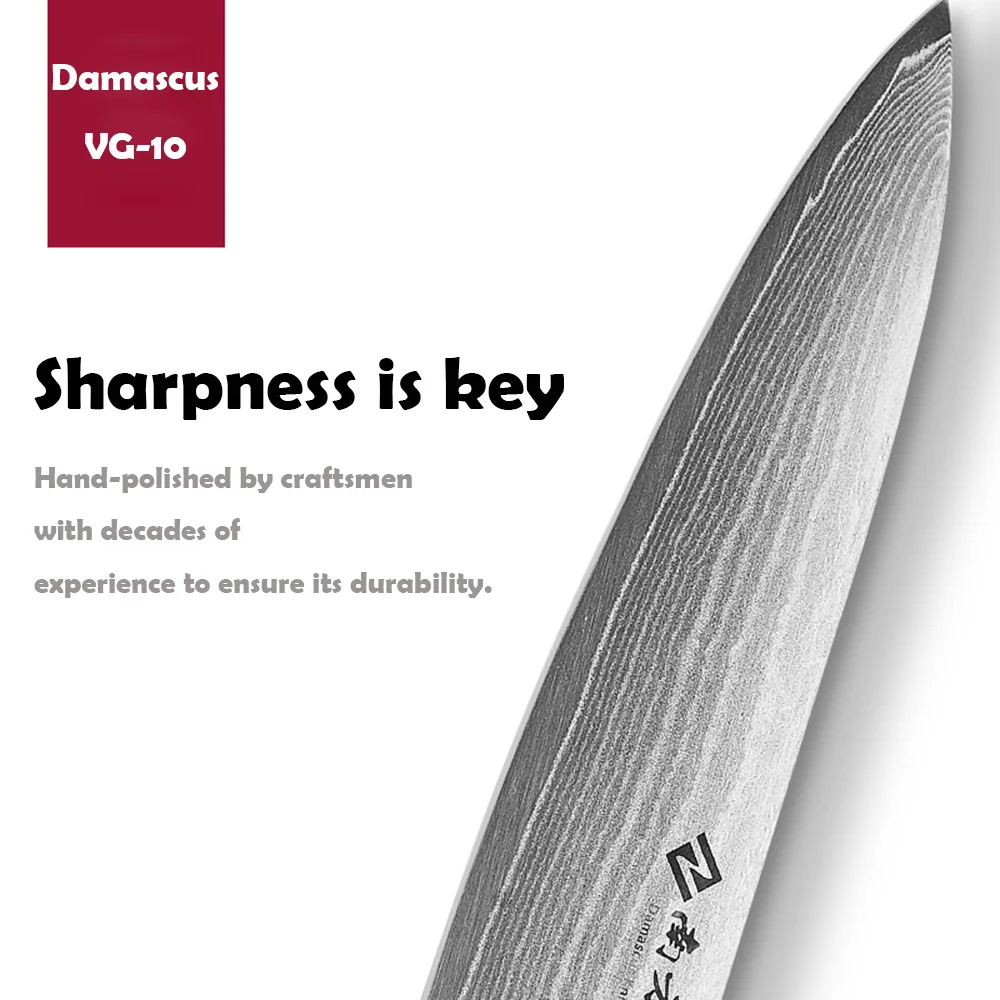Nanfang Brothers Ultra Sharp Damascus Kitchen Knife Pro Micarta Handle Chef Knife