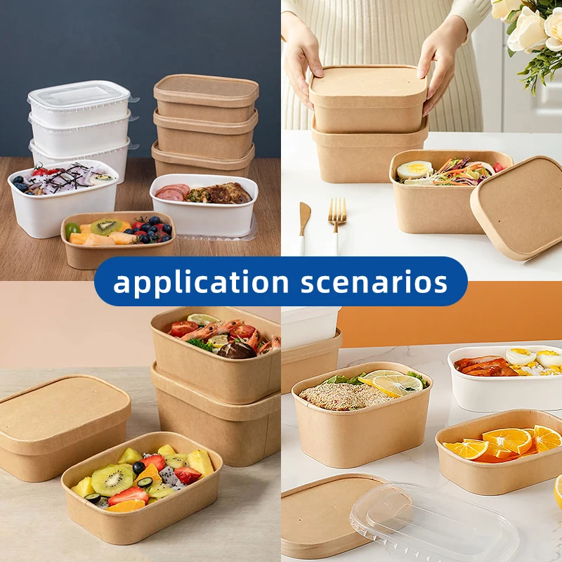 Biodegradable Kraft Paper Lunch Box With Lid Disposable Takeaway Container For Fast Food