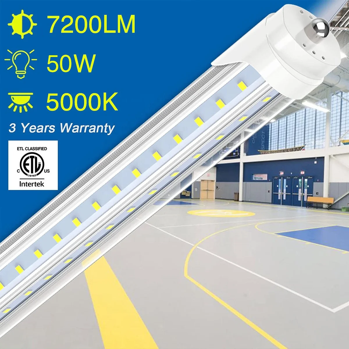 Светодиодные лампы JESLED T8 T10 T12 8 футов одноконтактный Fa8 светодиодная флуоресцентная лампа замена 50 Вт супер яркой V-образной формы ETL