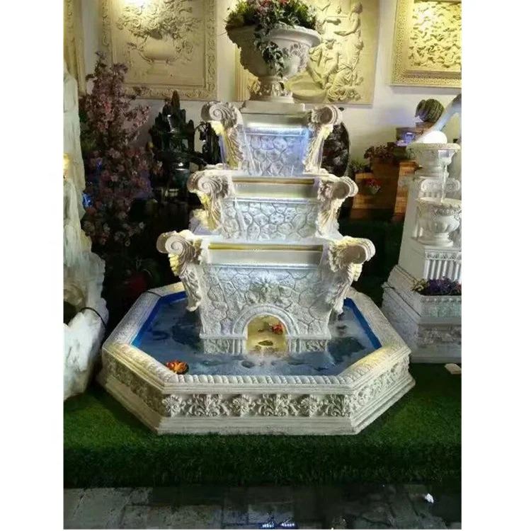 Factory direct sale high quality large 3 tiers stone water fountain for garden