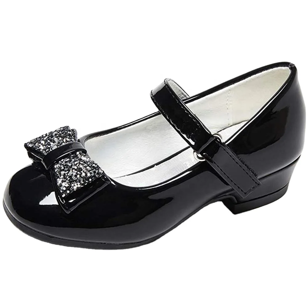 2022 Summer Children Leather Shoes Kids Girls Rhinestone Bow Princess Dance Shoes Baby Student Children Flats Performance Shoes