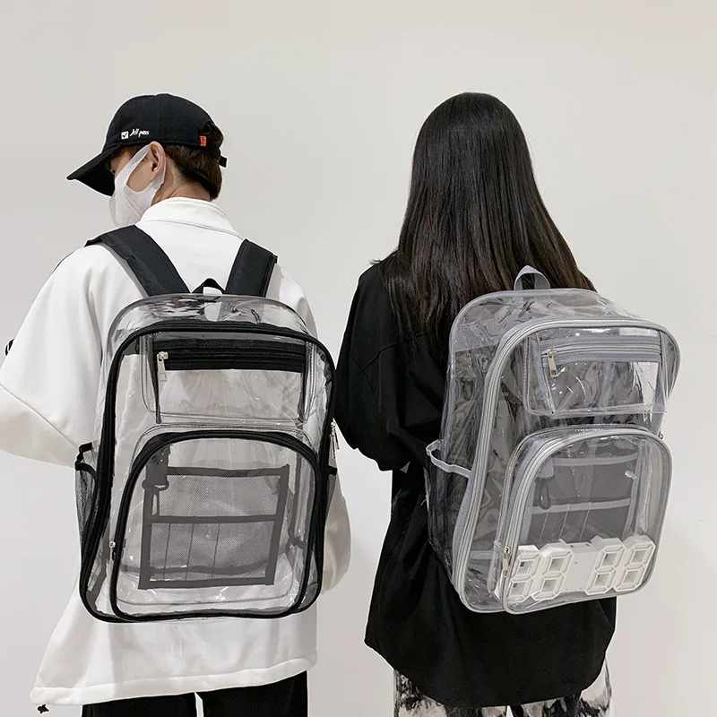 2022 ECO New Clear Backpack Heavy Duty See Through Backpack Transparent Large Bookbag for College Work Security Travel Sports