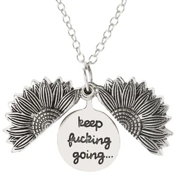 Wholesale Custom Design Women Gold You Are My Sunshine Openable Locket Sunflower Pendant Necklace