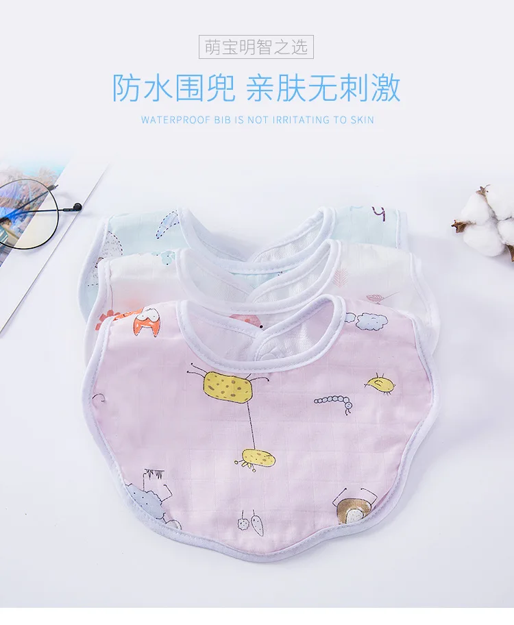
Breathable Recycled Cotton Waterproof Feeding Customizable Baby Silicone Bibs 