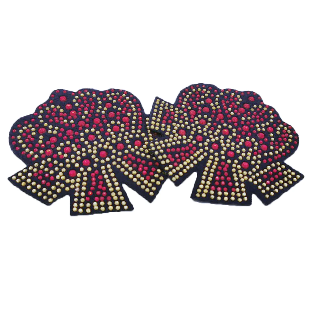 High quality custom applique Flower Hotfix stencils rhinestone design patterns for clothing
