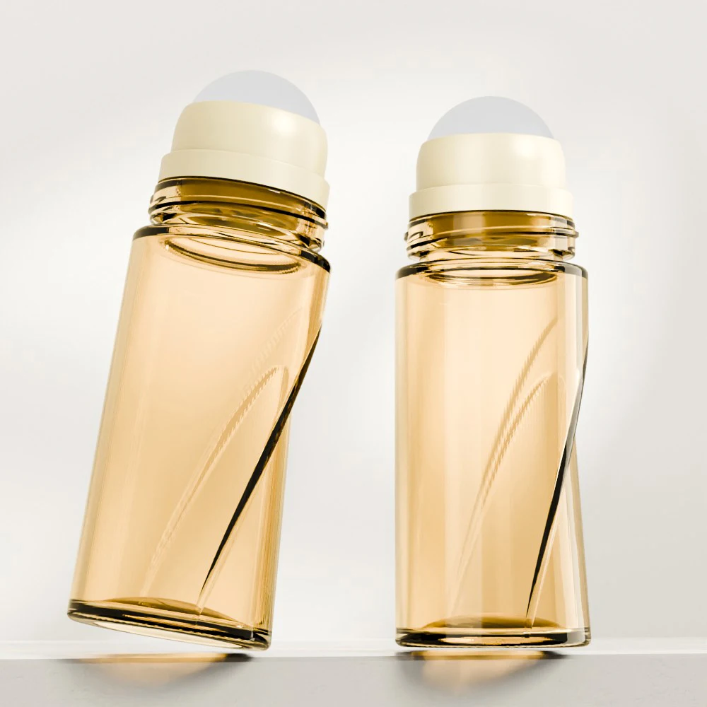 SOMEWANG glass perfume packaging cylinder 50ml empty refillable cosmetic glass roll on bottle
