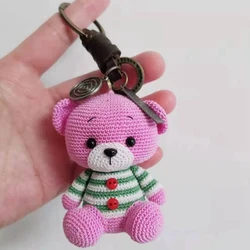Fashion  Bear KeyChains Cute Bag Pendant Keyring Accessories Wholesales Crochet Bear dolls Pendant Keyring