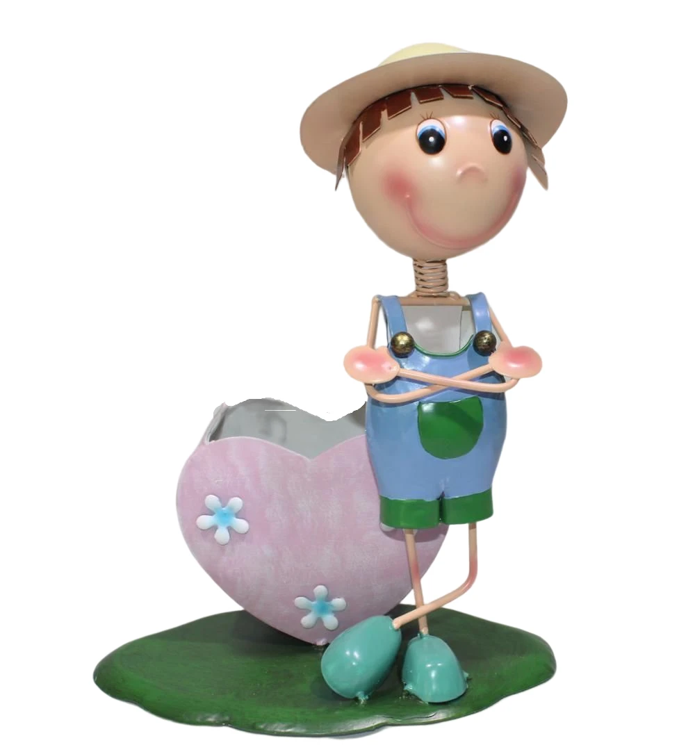 Metal lovely doll unique design iron garden pots planters outdoor planter pots for garden decor