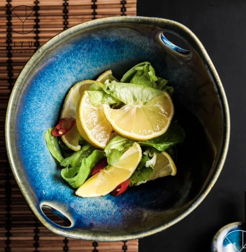 Переменная под глазурованным цветом синяя чаша наборы посуды керамическая фарфоровая обеденная 1171