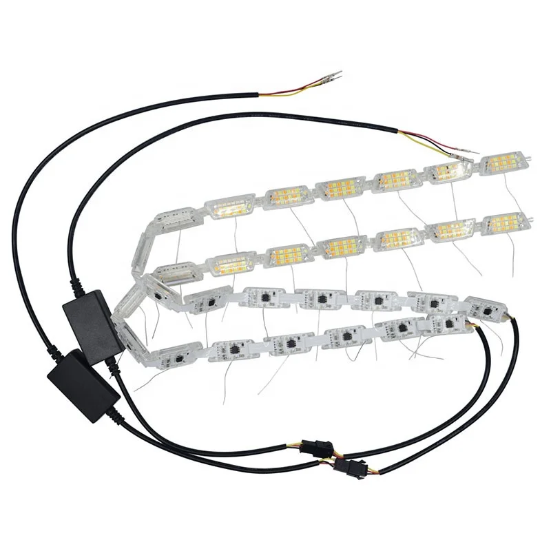 2x Universal Waterproof Flexible 16 LED Strips White yellow DRL Daytime Running Light