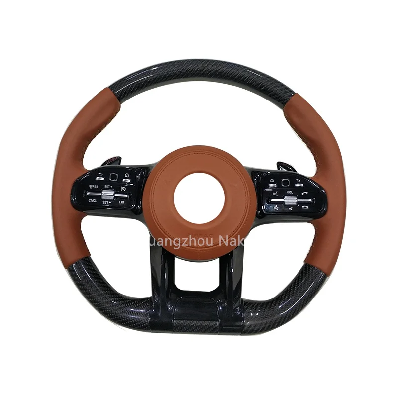 Customized carbon fiber leather LED steering wheel wholesale for Benz W204 W205 W211 W212 W222 AMG GT models