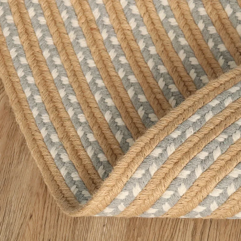 Handwoven cotton linen carpet living room coffee table sofa mat tea room bedroom bedside area rug